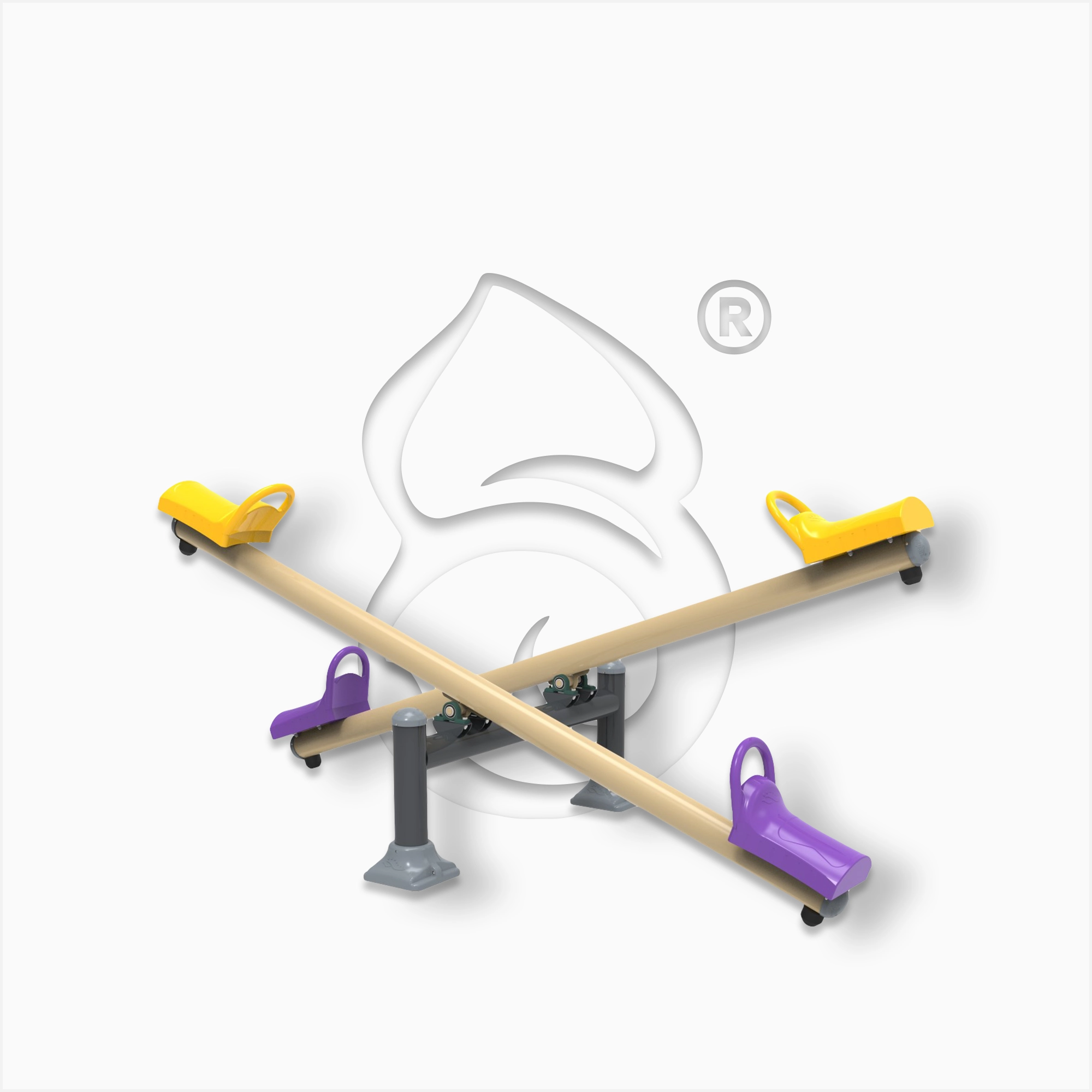 Balansoar cu prindere centrală și 4 locuri, ideal pentru copii de 3–10 ani. Design inovator, mișcare coordonată și structură foarte stabilă.
